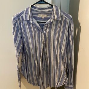 LOFT striped button down blouse